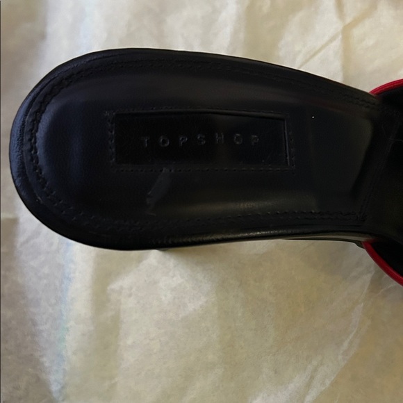 Topshop Red and Black Heeled Mules - Picture 5 of 10